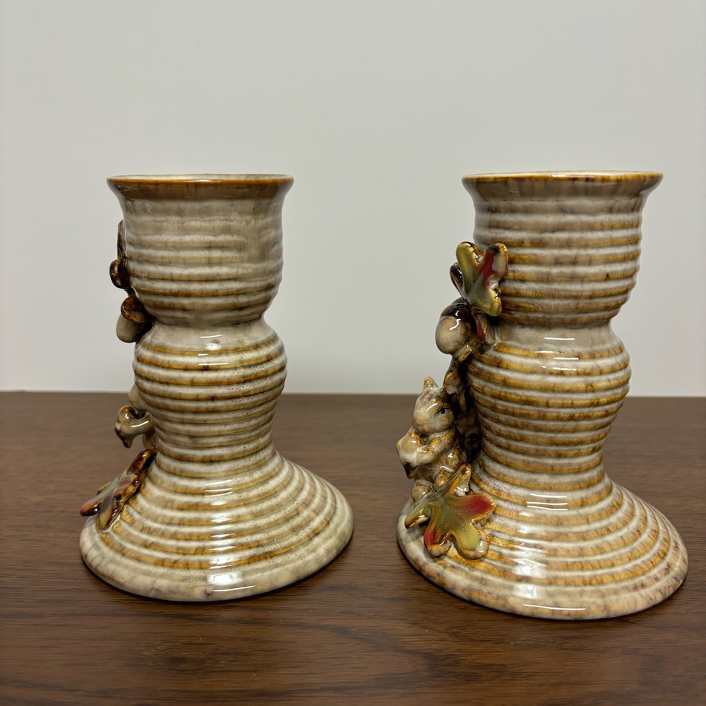 Woodland Squirrel Ceramic Candle Holders - Pair - Picture 3 of 9